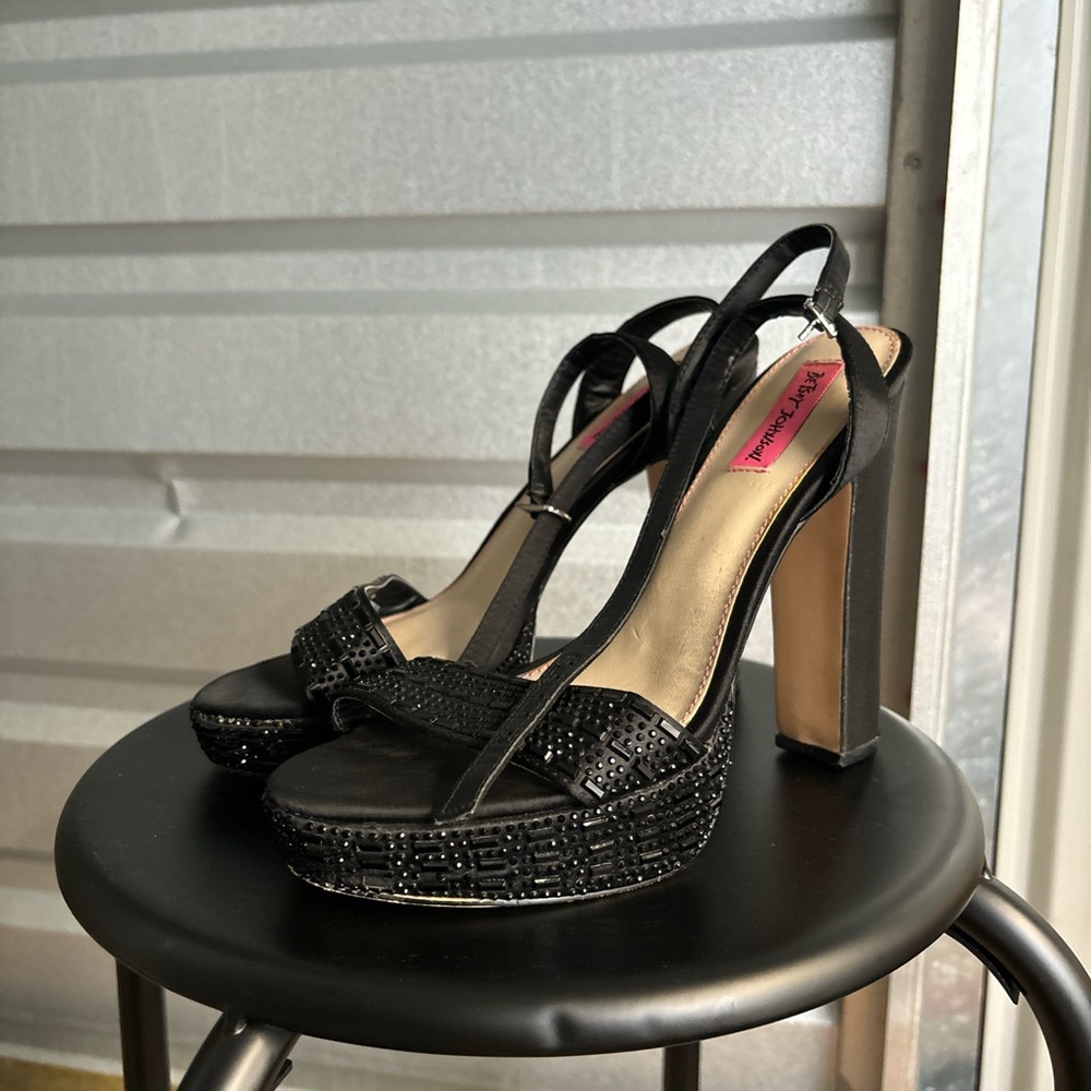 Embellished black heels